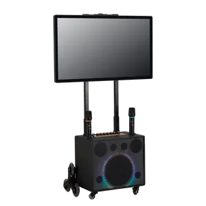 PartyCube Karaoke Machine Wireless BT Home Studio Singing System Portable Hifi Loudspeakers With UHF Mic