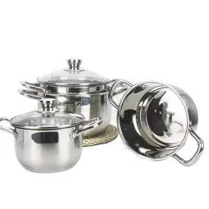 OEM Tùy Chỉnh Thép Không Gỉ Sauce Pot Cookware Set Bếp Pot Set Với Glass Nắp