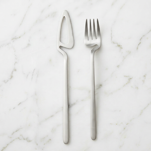 Ensemble de fourchettes et de spatules à gâteau en acier inoxydable moderne, design minimaliste, finition miroir haute brillance, compatible lave-vaisselle, pour mariage - Product Image 1