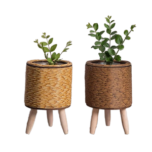 MÁS VENDIDO: Cesta de Suelo Tejida Ecológica, Duradera y Ligera, Adornos Creativos para Macetas, Soporte para Plantas con Patas, para Interiores y Exteriores - Product Image 1