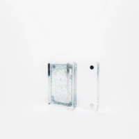 Cadre photo MINI carré en acrylique transparent personnalisé OEM, écologique, avec finition pailletée