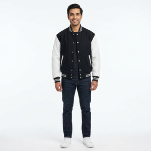 Chaqueta Varsity Clásica para Hombre, Reversible, de Secado Rápido, con Puños Acanalados, Diseño Personalizable, Logotipo Frontal, 100% Algodón, Estilo Universitario - Product Image 1
