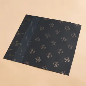 Изготовленный на заказ Логотип Печатный золотой металлик 17/ 22 г/м2 черная оберточная бумага шелковая бумага для одежды