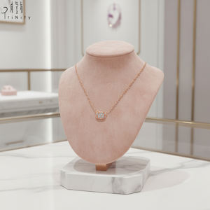 Most Popular Cute Animal Design <b>Fine</b> Jewelry Cat Shape <b>Pendant</b> 18K Solid Rose Gold Natural Diamond <b>Necklace</b> Party Gift For Girls - Product Image 2