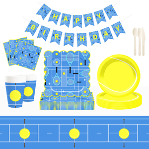 DAMAI Tennis Ball Theme <b>Blue</b> and Yellow Disposable <b>Dinner</b> Tableware <b>Set</b> Paper Plate Napkin Party Tableware <b>Set</b> for Party Decor - Product Image 2
