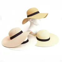 หมวกฟางปีกกว้างสำหรับผู้หญิง,หมวกฟางชายหาดฟลอปปี้ขนาดใหญ่สำหรับฤดูร้อนกลางแจ้ง
