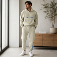 Ensemble de survêtement pour homme 2 pièces, sweat-shirt à fermeture éclair 1/4 et pantalon de jogging 350 GSM, logo personnalisé, vêtements décontractés