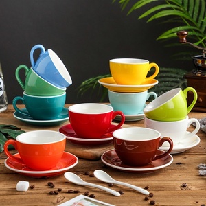 Ensemble de tasses à cappuccino Barista 200 ml en céramique, tasses à café <span class=keywords><strong>Latte</strong></span> Art avec soucoupes pour café commercial - Product Image 4