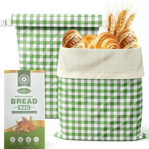 Sac à pain réutilisable écologique en cire d'abeille, pochette de conservation alimentaire biodégradable en coton et lin pour pain au levain fait <span class=keywords><strong>maison</strong></span>, baguette, pâtisserie - Product Image 1