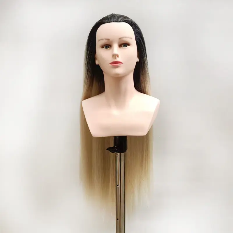 Wholesale Barber Hairdressing Training Head Dummy Doll Training Mannequin Head with Shoulder Head Practice Human Hair 60 Female