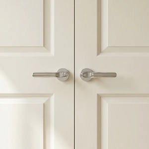 Manija de puerta de níquel pulido con cerradura de embutir interior, palanca de control simétrica para puertas de entrada de apartamentos y habitaciones de hotel - Product Image 6