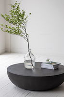 Mobilier moderne naturel pour salon table basse ronde en béton noir nordique en pierre tables basses