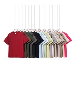 Camiseta de manga corta extragrande de algodón de 2 capas de 250 g/m² con hombros caí<span class=keywords><strong>dos</strong></span>, anti-bolitas, personalizada al por mayor para hombre, lote a granel para verano - Product Image 1
