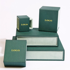 High End Custom Green Paper Velvet Jewelry Box Drawer Packaging Box Ring Necklace Earring Jewellery Box
