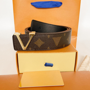 Cinturón de Lujo Personalizable para Hombre y Mujer, Marca de Moda, Cinturón de Cuero PU con Hebilla Metálica, Cinturones de Diseñador con Cajas y Recibos - Product Image 1