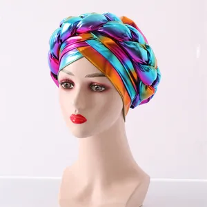 2023 새로운 터번 모자 여성 이슬람 비즈 머리 스카프 도매 꼰 머리 인도 터번 모자 여성용
