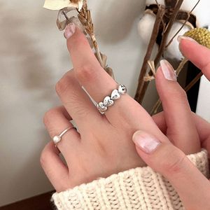 Sterling <b>Silver</b> Heart <b>Ring</b> For Women Fashionable Design Pearl Pinky <b>Ring</b> Gift Jewelry - Product Image 1