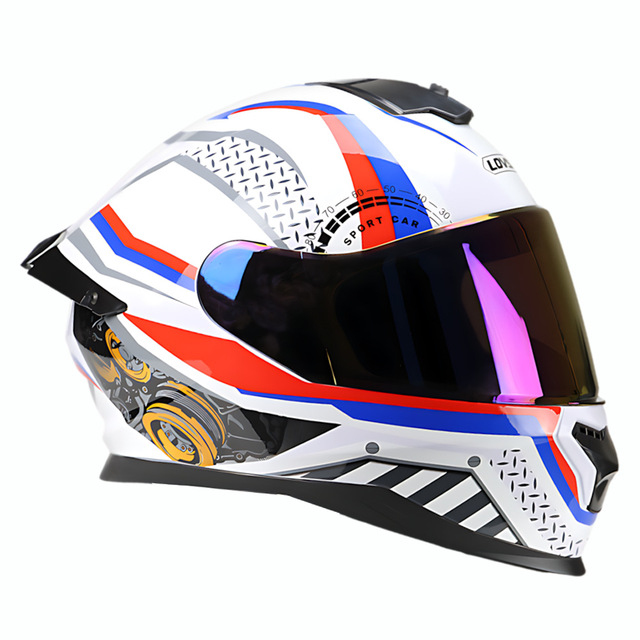 New DOT-certified ABS Motorcycle Full-face Helmet Dual Lenses Large Rear Spoiler Four-season Use Men Women