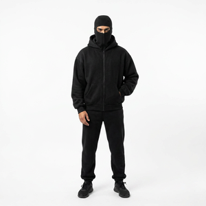 Sweat à capuche zippé pour homme, style balaclava, automne-hiver, 100% coton polaire, séchage rapide, respirant, personnalisable, haute qualité - Product Image 1
