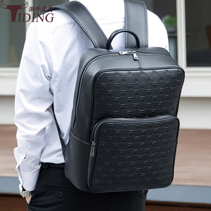 Tiding Genuine Leather <b>Backpack</b> <b>Black</b> Letter Pattern 20-35L Waterproof Business Travel Men's <b>Backpack</b> - Product Image 2