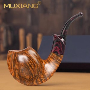 Muxiang Handmade Briar Wood Tobacco Pipe Free Style Morse Bend For Men - Product Image 1