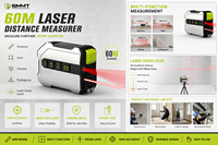 Télémètre laser 4-en-1 60M avec mètre à ruban, crochet magnétique 5M, échelle double face, niveau électronique à ligne croisée, étanche IP54