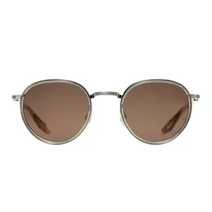 Unisex OEM polarized sun glasses handmade white tortoise acetate combined stainless steel sunglasses