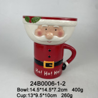 Ensemble de service empilable visage de renne charmant, bol à soupe et tasse à café en céramique durable pour les fêtes
