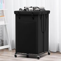 Panier à linge en tissu Oxford 150L, grand format, avec cadre métallique, design détachable, panier à vêtements avec roulettes