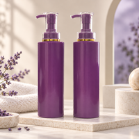 Flacon pompe vide de luxe violet 500 ml, distributeur de lotion en plastique, vente en gros, logo personnalisé, réutilisable, anti-fuite, pour shampoing et après-shampoing