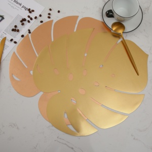 En STOCK Color oro respetuoso del medio ambiente de plástico HOJA DE Monstera mantel para cocina comedor <span class=keywords><strong>Accesorios</strong></span> - Product Image 4