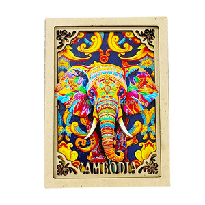 Aimant de réfrigérateur en bois du <span class=keywords><strong>Cambodge</strong></span>, avec résine époxy, souvenir de voyage, aimant rétro créatif, ornement décoratif pour la maison - Product Image 5