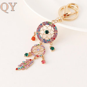 QY Long Tassel Dream Catcher Metal Crystal Keychain Boho <b>Bag</b> Charm Feather Pendant <b>Key</b> <b>Ring</b> Gift Wholesale Accessories - Product Image 4