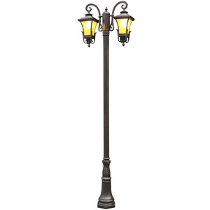 Lampadaire de jardin extérieur en fer avec abat-jour en verre LED, lumière blanc chaud 2700K, IP66, ampoule A19 non amovible, AC 220V, détecteur de mouvement, alimenté par énergie solaire - Product Image 2