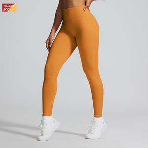 Leggings de yoga sans couture Allure Body pour femme, taille haute, froncés aux fesses, jaune, noir, rose, pour la course, le fitness et le sport - Product Image 2