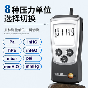 Manómetro de Presión Absoluta Testo 511, 300-1200 hPa, Pantalla Digital de Alta Precisión para Medición de Presión Atmosférica y en Conductos - Product Image 2