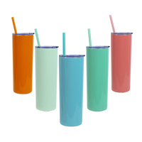Gobelet isotherme réutilisable en acier inoxydable écologique – Tasse durable à double paroi avec paille pour cadeaux d'affaires, voyages et usage domestique