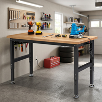 Banc de travail métallique réglable en hauteur de 48 pouces, facile à assembler, avec panneau perforé pour le rangement d'outils sur le lieu de travail et dans le garage