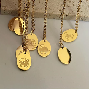 Acero inoxidable 18K chapado en oro patrón personalizado horóscopo 12 Constelaciones colgante collar joyería para mujer - Product Image 5