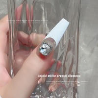 Paso Sico Luxe Manucure Super Brillant Argent Blanc Cristal Pierre 3D Breloques pour Ongles Design en Alliage