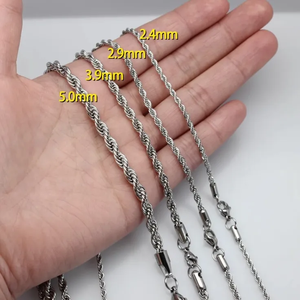 Collar de cadena torcida de acero inoxidable Unisex para hombre y mujer de 45-60cm para colgante, cadena <span class=keywords><strong>cubana</strong></span> Fina, collar con abalorio, cadena, joyería para mujer - Product Image 5