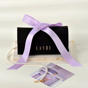 Printed Necklace Velvet Jewelry Pouch Packaging Cardboard Storage Bag Handbag <b>Drawer</b> Jewelry Gift Boxes Carton Pink Square - Product Image 5