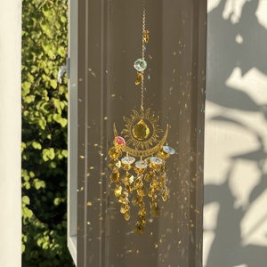 Campana de Viento de Cristal Sol y Luna al por Mayor en Stock, Atrapasueños de Ojo Turco Colgante para Decoración de Jardín y Ventana - Product Image 2