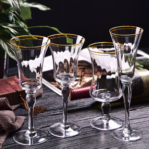 Bán buôn vàng gọng Wedding Wine Glass pha lê làm bằng tay Glass cốc gân rãnh sọc dọc Champagne Kính - Product Image 5