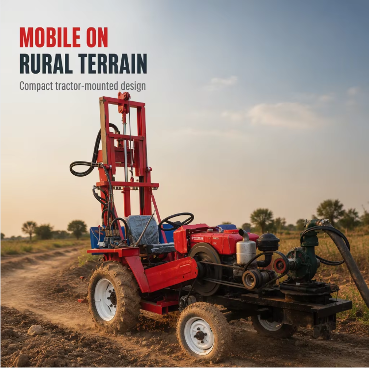 Tipe Rigging Tractor Mounted Water Well Drilling Rig Hydraulic Outriggers Auto Rod ...