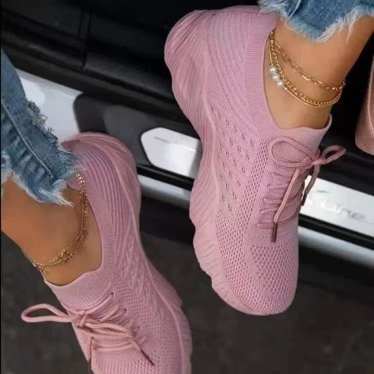 Venta al por mayor zapatos casuales señoras zapatos planos Rosa Mujer Deporte zapatos blancos zapatillas nuevas llegadas moda barata para las mujeres