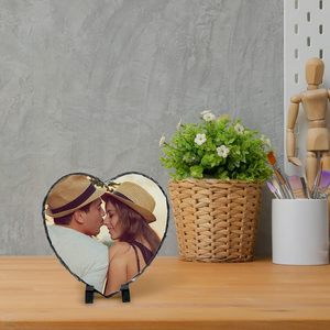 Customized Heart Shape Photo Rock <strong>Slate</strong> Sublimation Blank Photo <strong>Slate</strong> Rock <strong>Stone</strong> with Display Holder for Heat Transfer Printing - Product Image 5