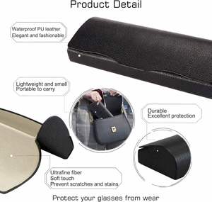 Custom logo Luxury High-end New Design Hand Made <b>Glasses</b> <b>Case</b> Bag Pouch Soft PU Eye Wear <b>Glasses</b> Storage Customize Logo - Product Image 3