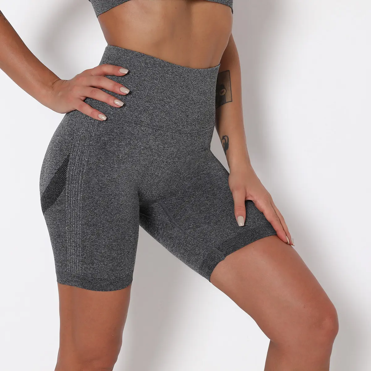 Wholesales New Fashion Seamless High Elasticity Quick Dry High Waisted Women Yoga Shorts