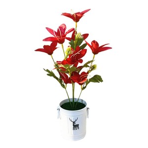กระถางดอกลิลลี่ประดิษฐ์ขนาดเล็ก 10 ดอก สีแดง น้ำเงิน ม่วง ขาว ของตกแต่งงานแต่งงาน ต้นบอนไซผ้าไหม - Product Image 5